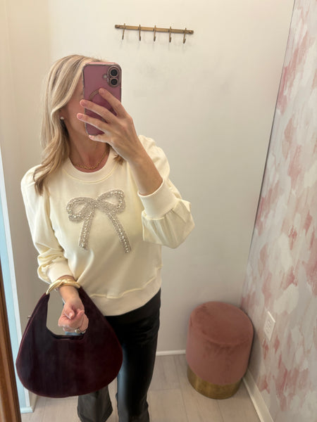 Shimmer Pearl Bow LS Top