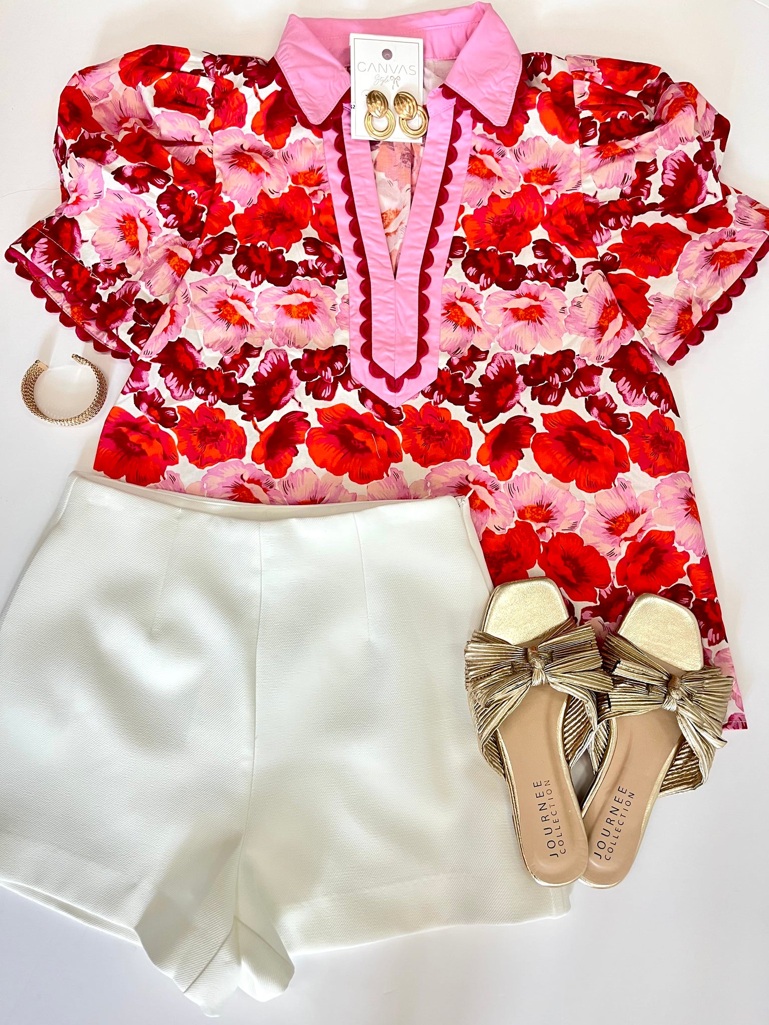 Floral Print W/ Scallop Trim Detail