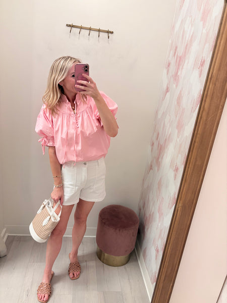 Tie Detail Pink Blouse