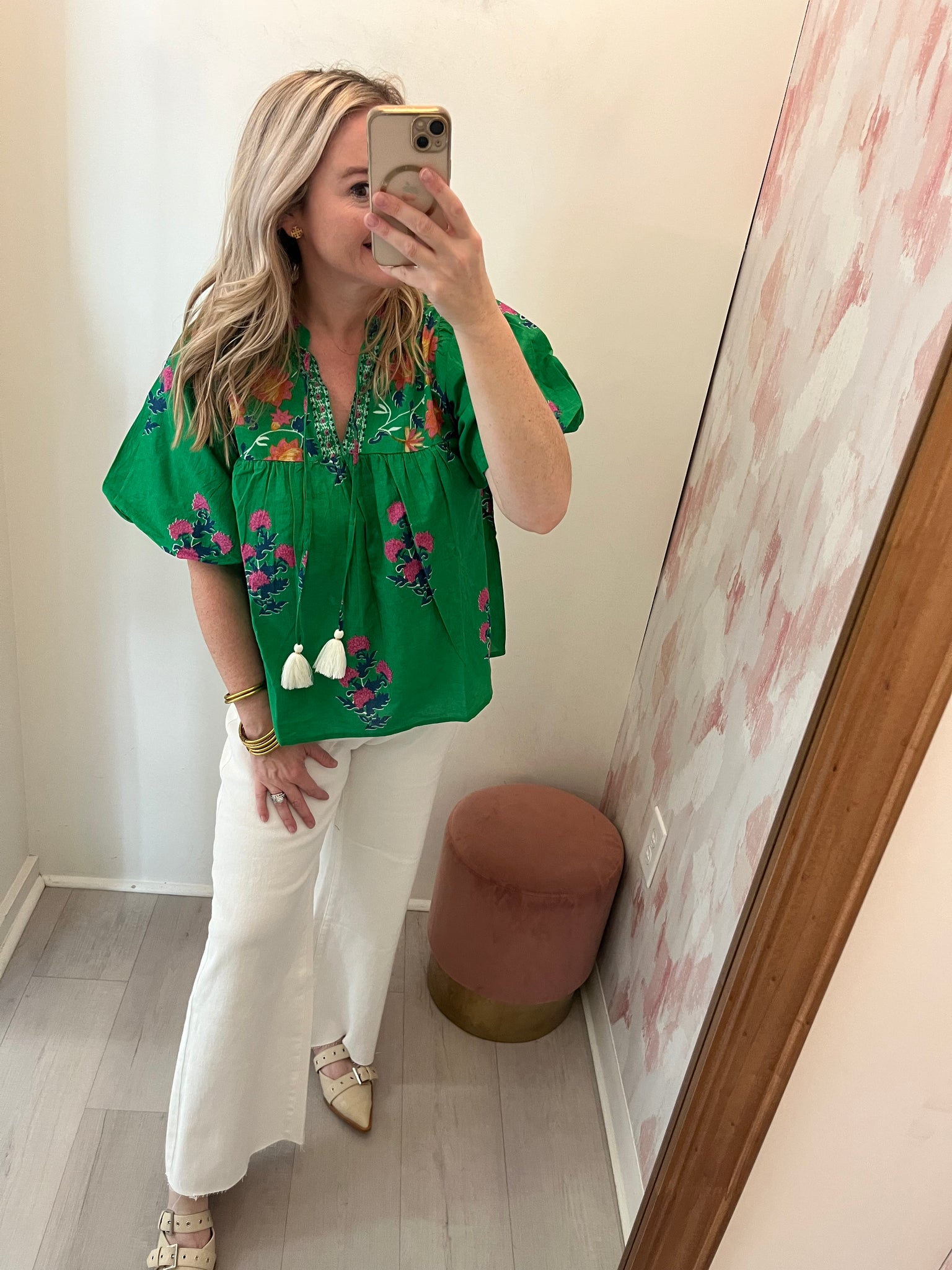 Gracie Floral Print Tassel Tie Top