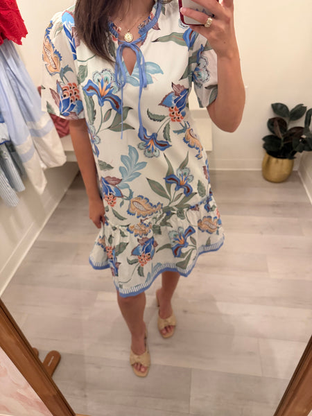 Short Sleeve Floral Shift Dress