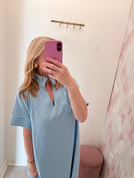 Erin Striped Collared Midi Dress