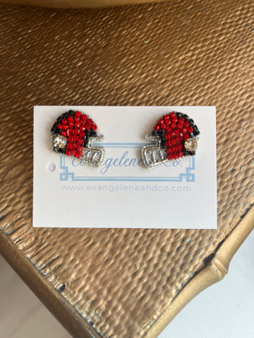 Beaded Helmet Stud Red/Blk