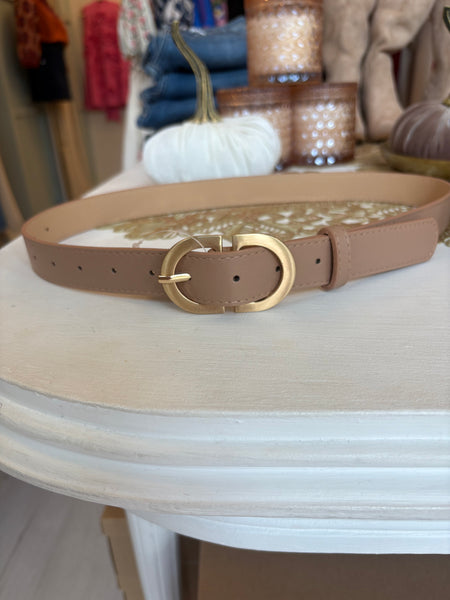 Taupe Double U Brass Belt