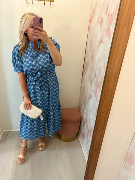 Drift Blue Floral Midi Dress