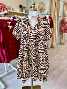 Brown Tiger Tiered Dress