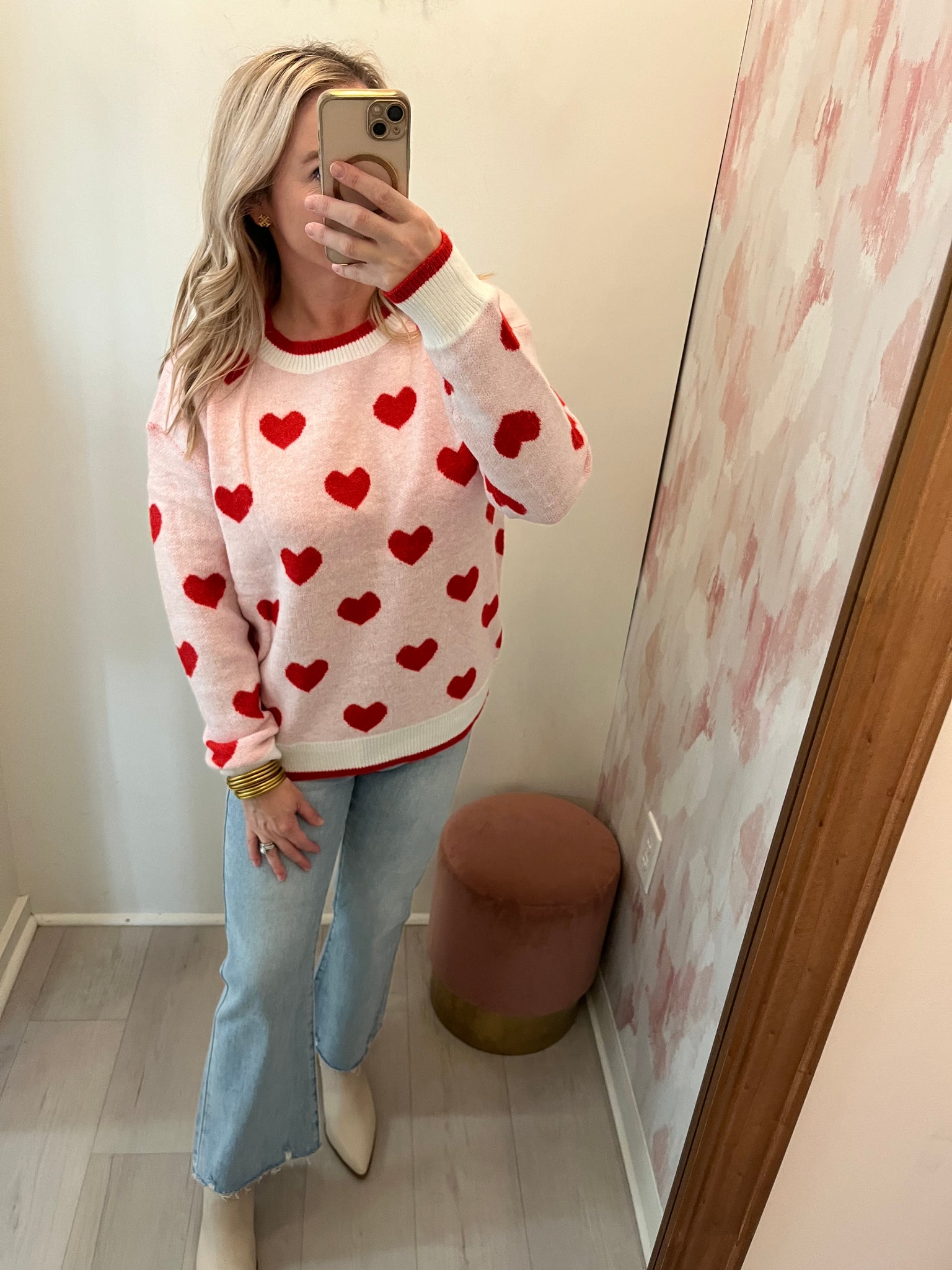 All The Hearts Sweater Red/Wht