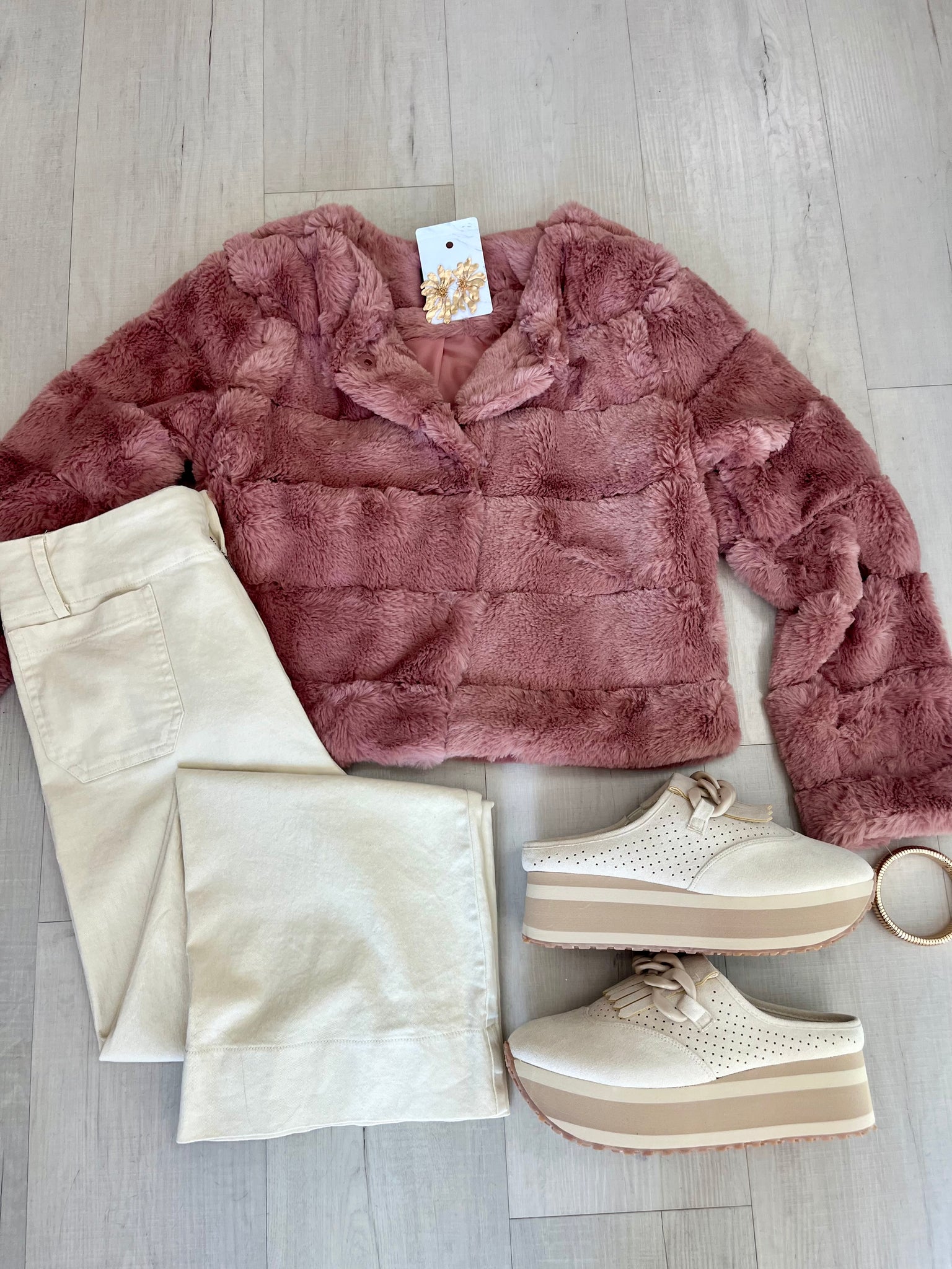 Mauve Faux Fur Jacket