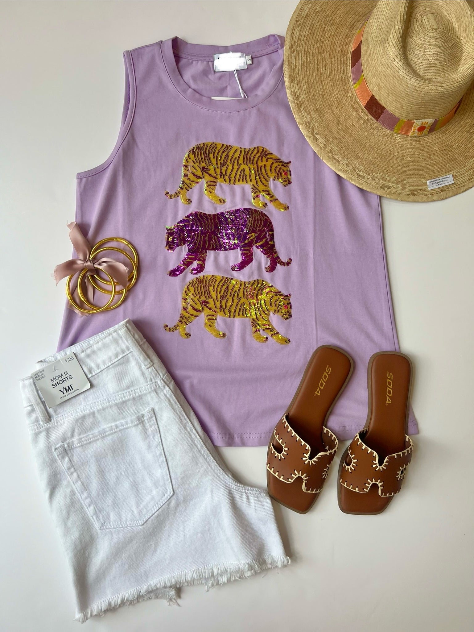 Sequin Tiger Tank Lavendar