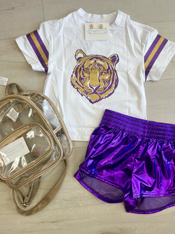 Metallic Purple Shorts Kids