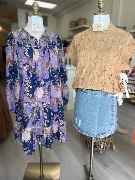 Beige Side Tie Sweater