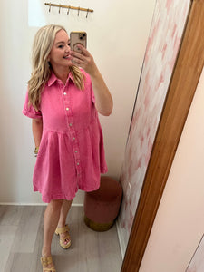 Dolly Denim Dress Pink