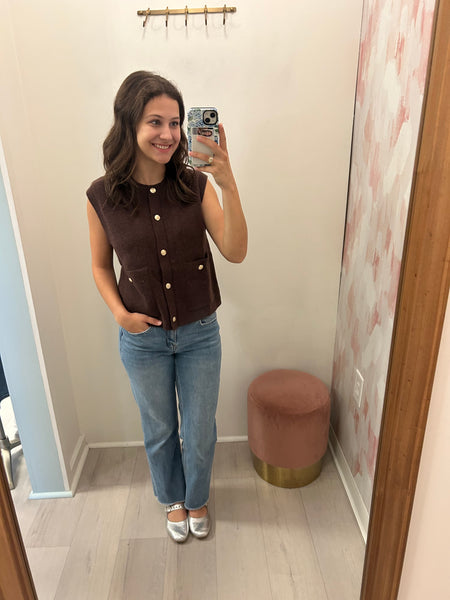 Remi Knit SS Button Up Vest