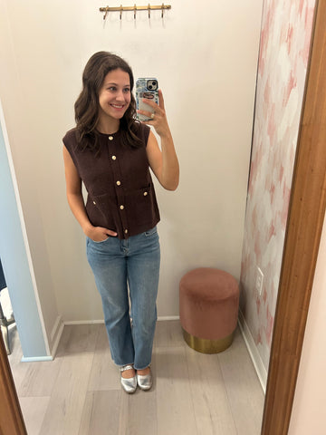 Remi Knit SS Button Up Vest