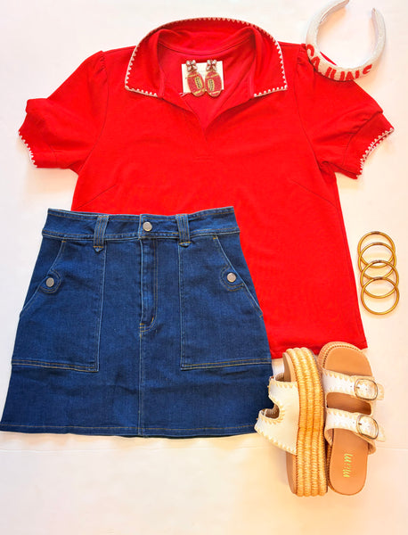 Ragin Cajun VNeck Polo Red