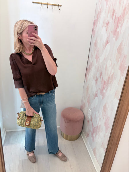 Thailes Bubble Hem Blouse Brwn
