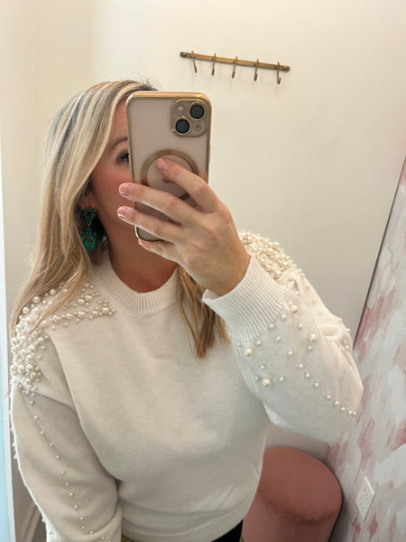 Pearl Detailed Ivory Sweater