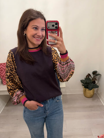 Animal Print Slv Sweater