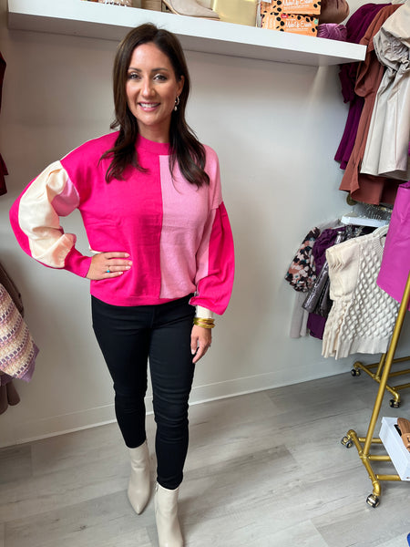 Pink Colorblock Sweater