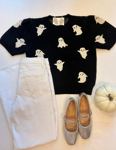 Ghost Short Sleeve Black Sweater
