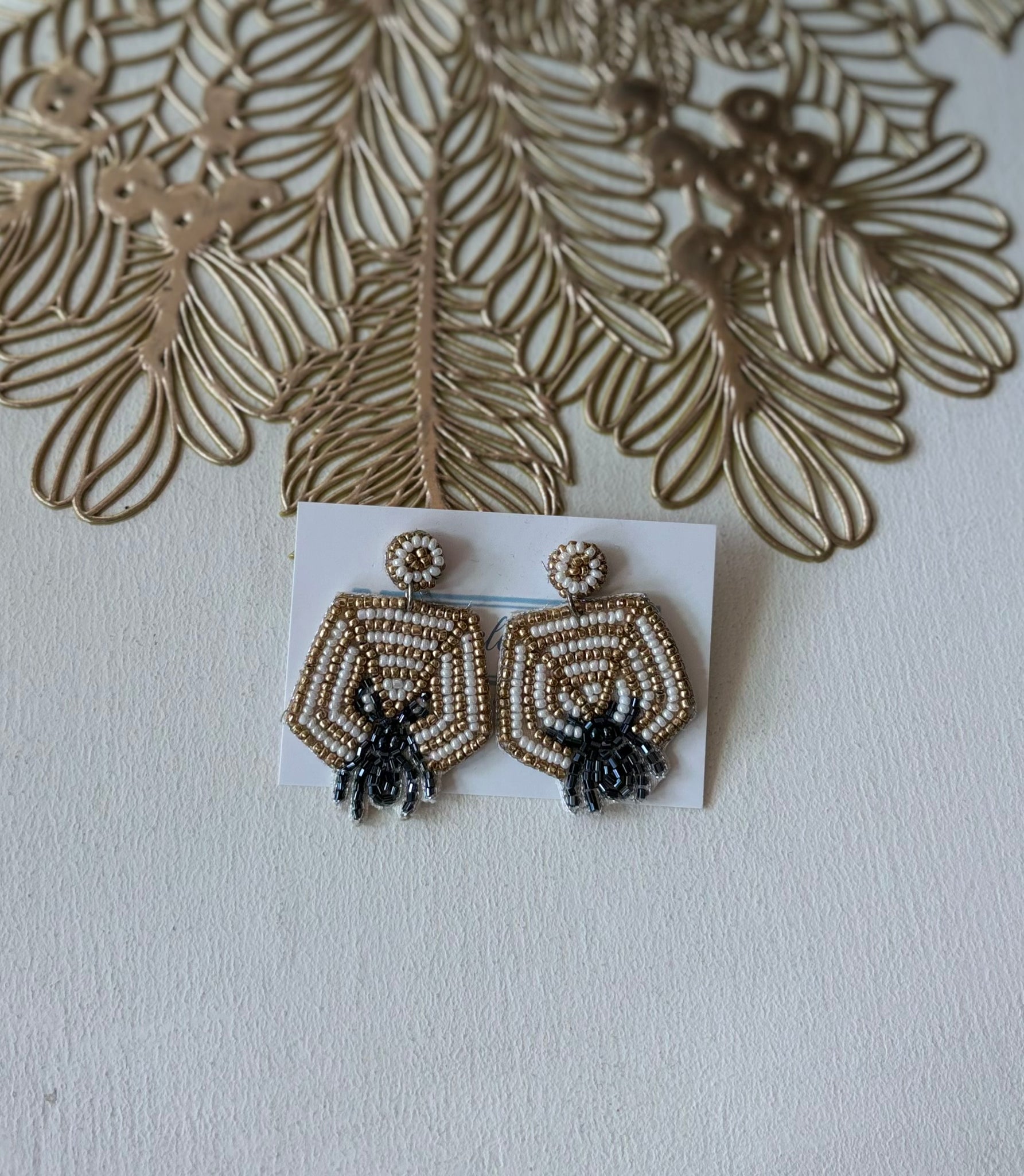 Beaded Spider Web Earring