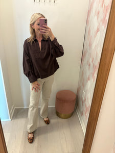 Beige Crop Straight Jean