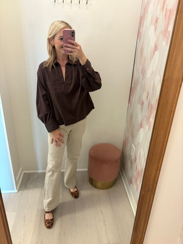 Beige Crop Straight Jean
