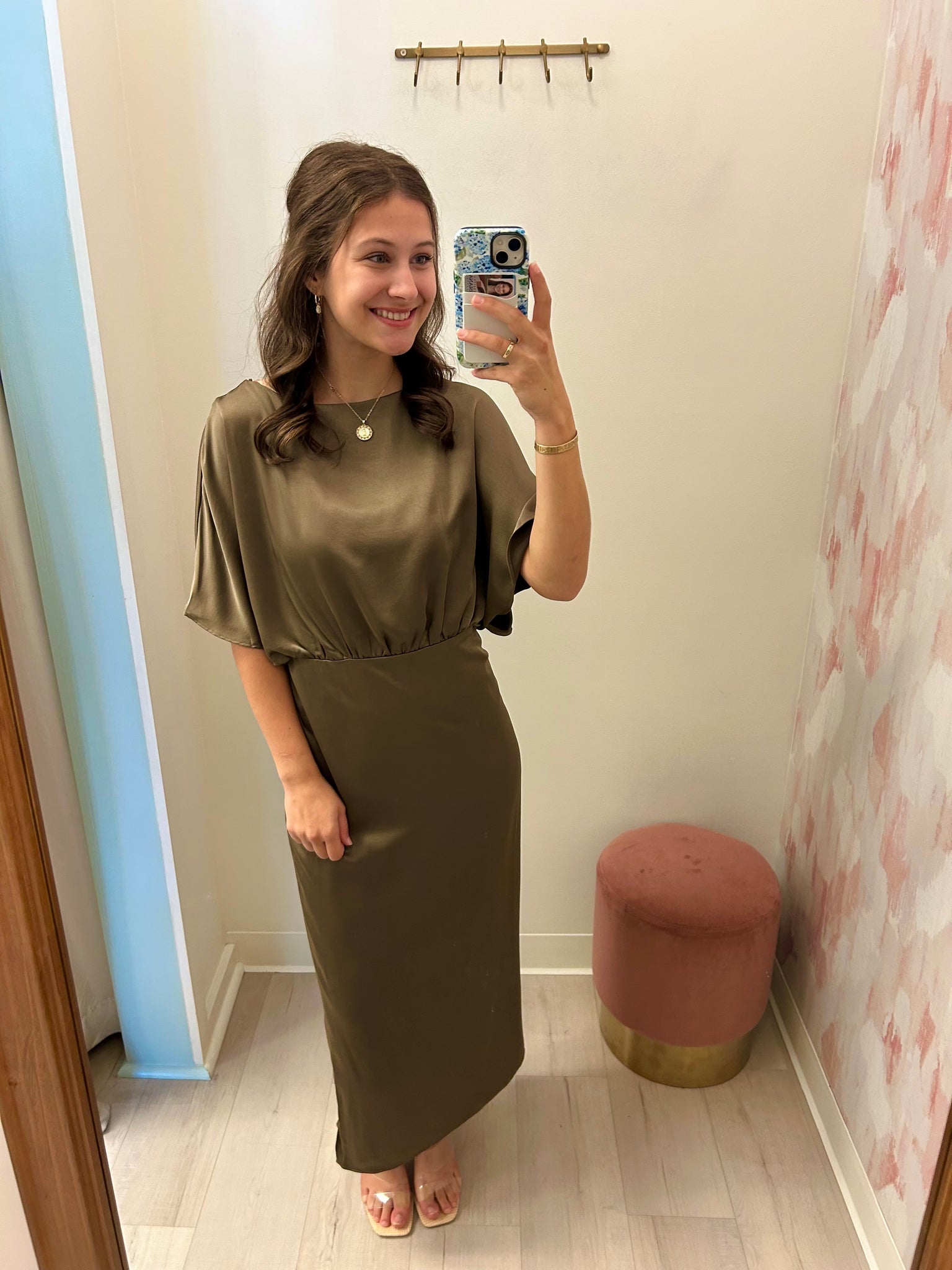 Satin Mocha Midi Dress