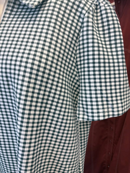 SS Gingham 3/4 Zip Dress Grn