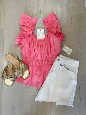 Summer Pink Peplum Top