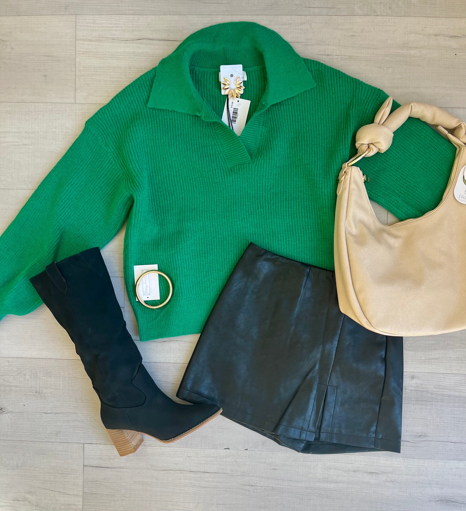 Greta VNeck Sweater Green