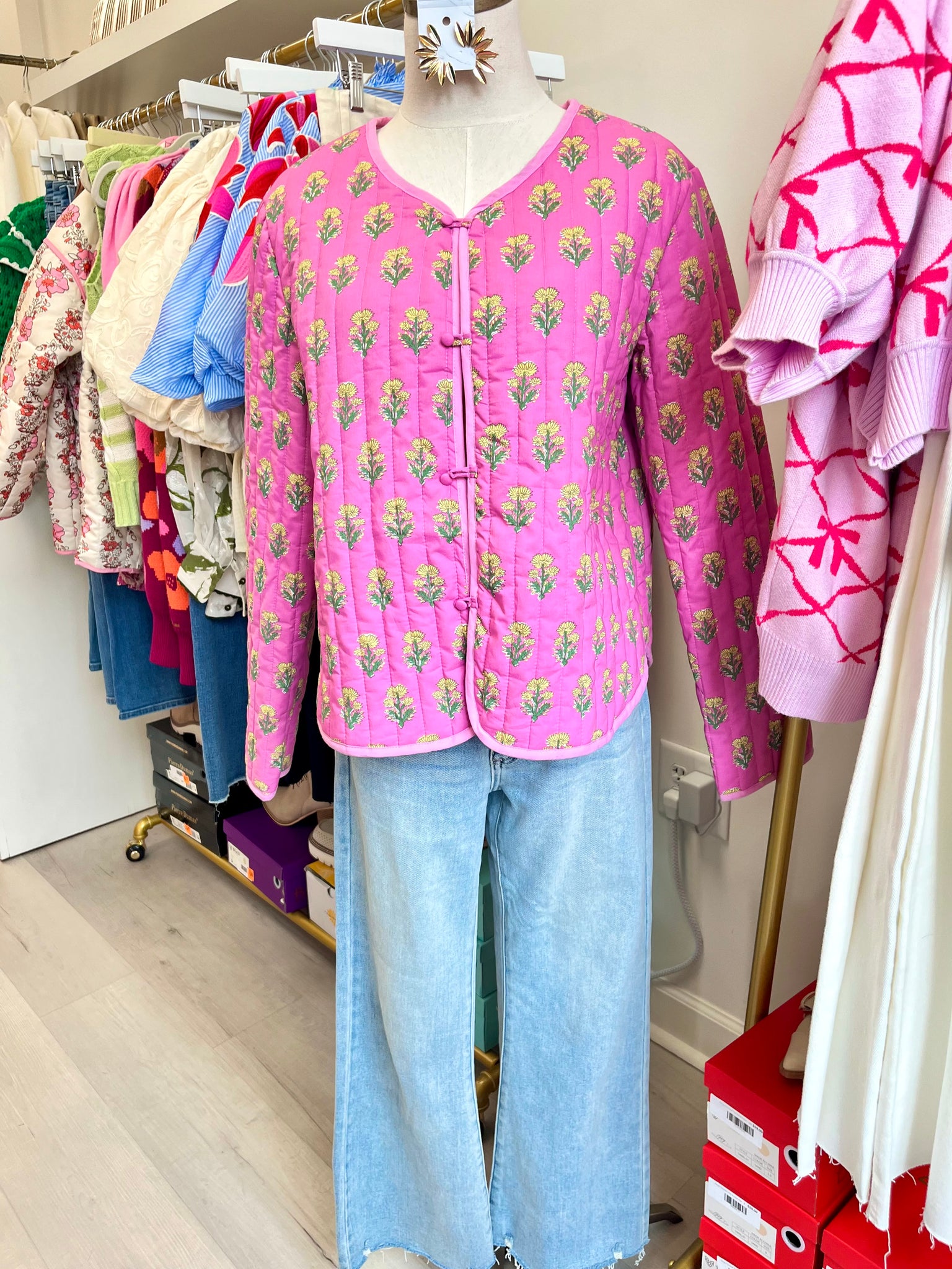 Quilted Pink Floral Jacket