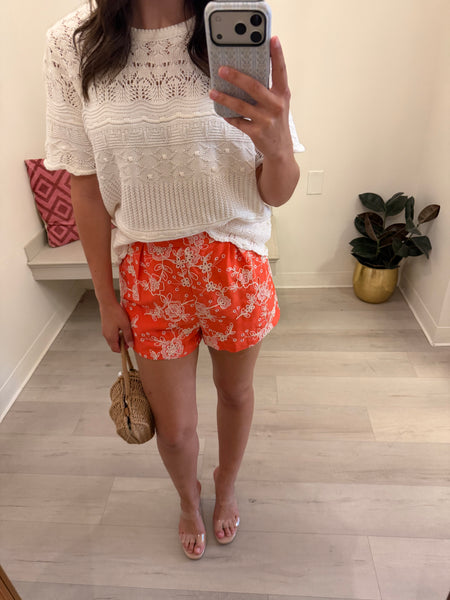 Floral Embroidered Shorts