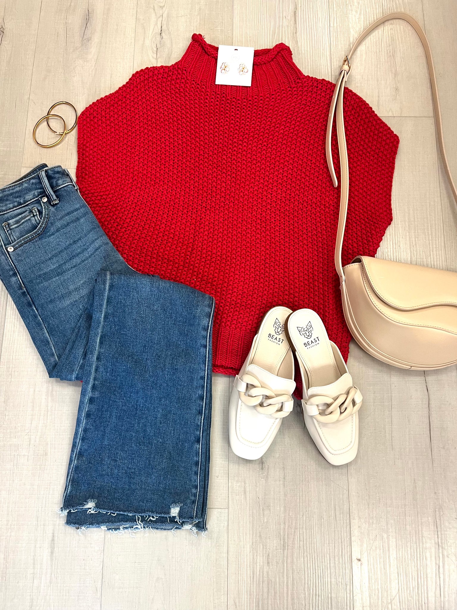 Light Weight Sweater Red