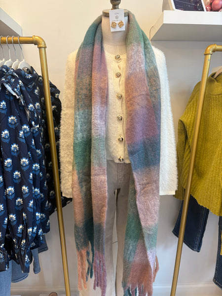 Brushed Blanket Scarf Blush Multi