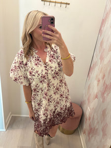 Gigi Embroidered Dress Wine