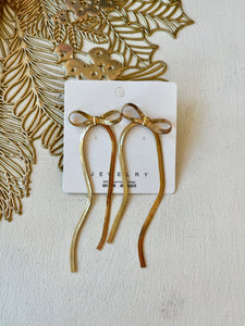 Herringbone Gold Bow Earring Lng