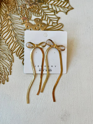 Herringbone Gold Bow Earring Lng