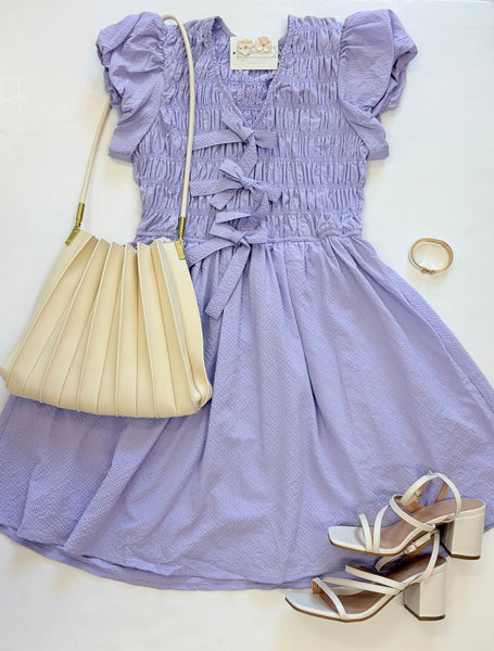 Lavender Smocked Bow Dress