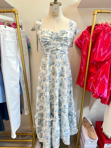 Smocked Sweatheart Ruffle Midi