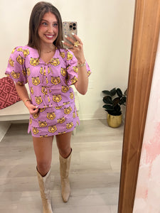 Tiger Poplin Skort Purple