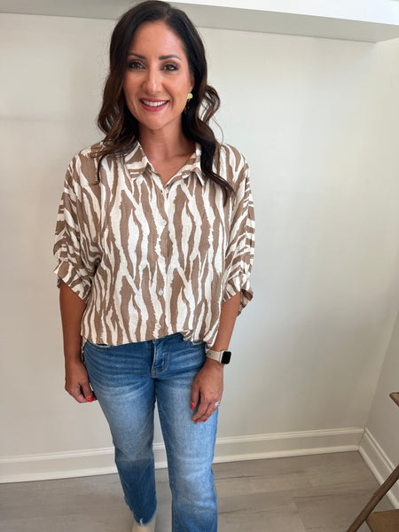 Oversized Zebra Print Top