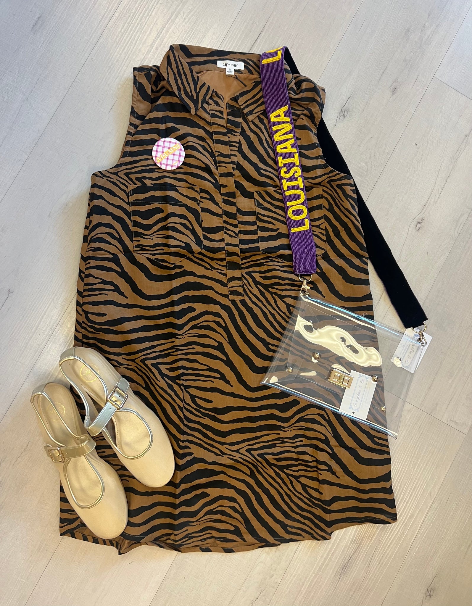 Tiger Print Buttom Up Shirt Dress