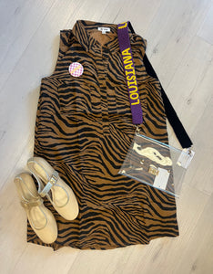 Tiger Print Buttom Up Shirt Dress