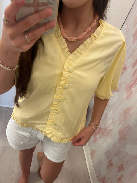 Marie Ruffle Collar Top Yellow