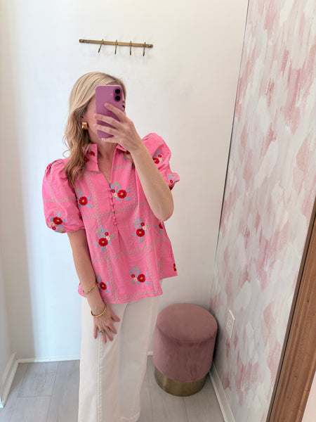 Hyacinth Pink Floral Blouse