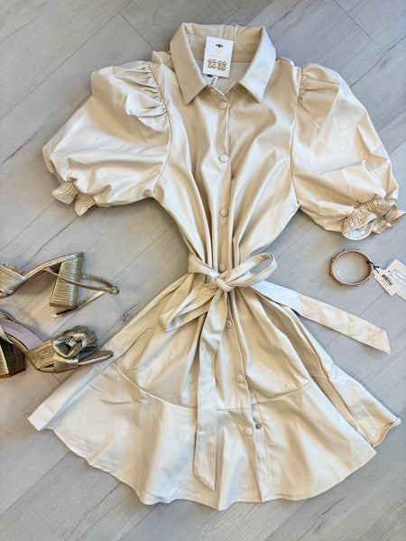 Stella Creme Leather Dress