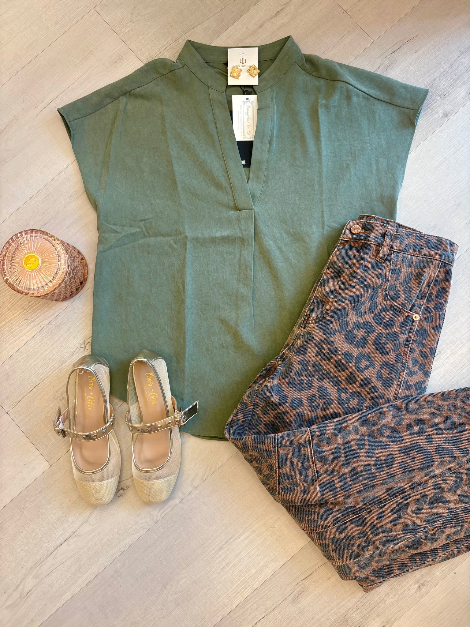 Soft Matte Drop Slv Blouse Olive