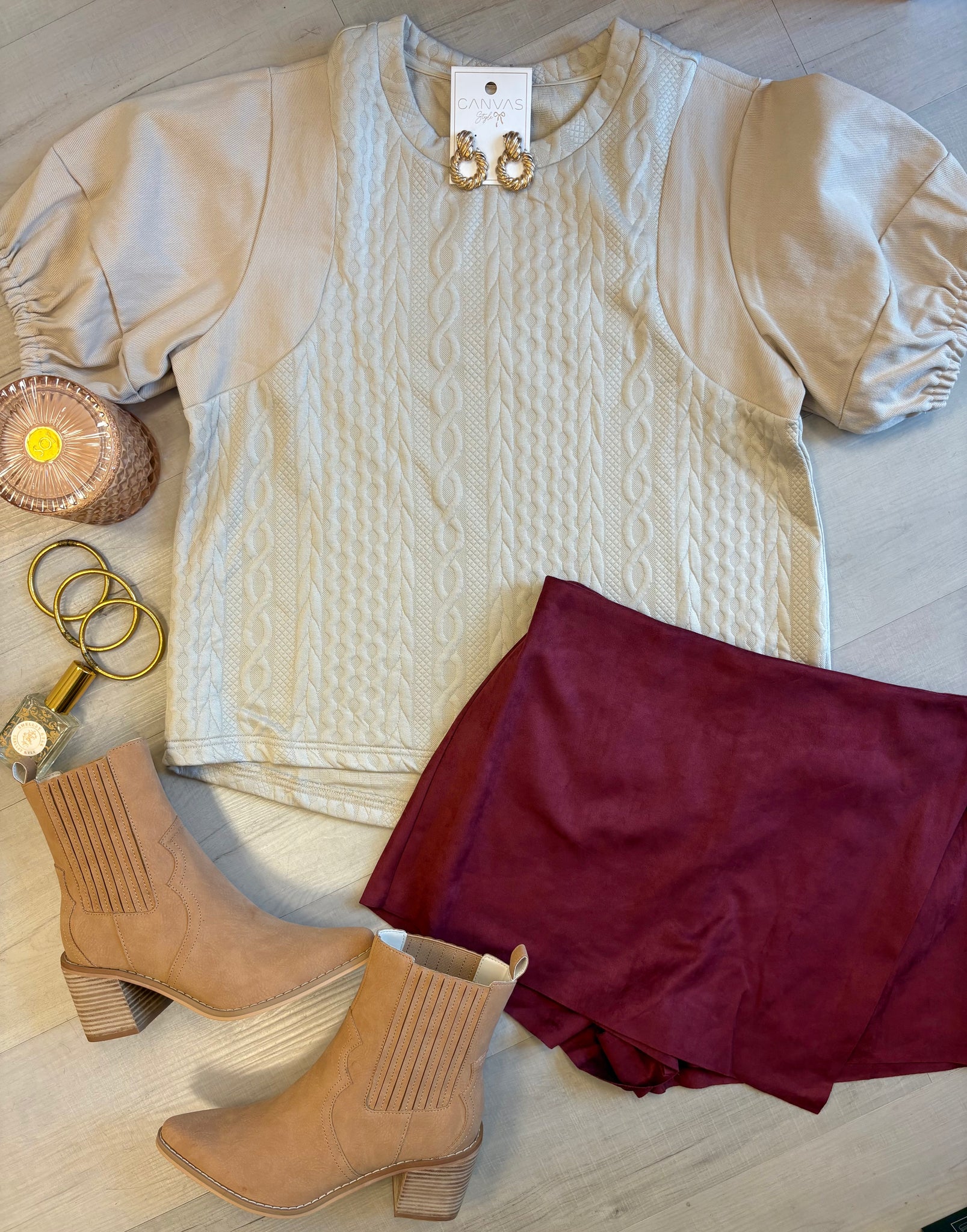 Sloane Quilted Taupe Top