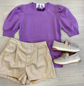 Violet Puff Sleeve Sweater